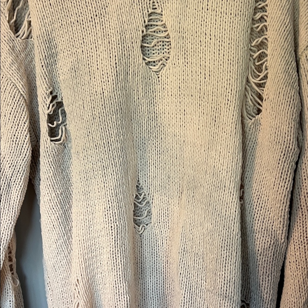 Debut Distressed Beige Sweater - Picture 4 of 5